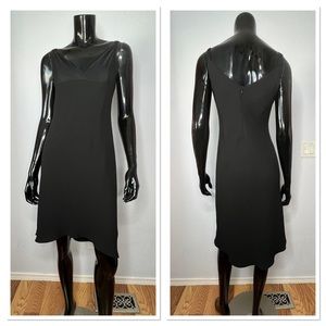 Evan-Picone After 5 Lace Bust Overlay V Neck Black Dress Sz 6P